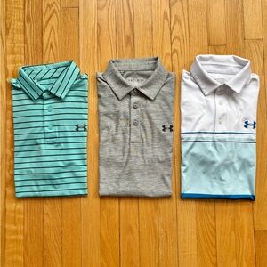 Lot 3 Under Armour Men's Short Sleeve Polo Shirts Golf Loose Medium Multicolor